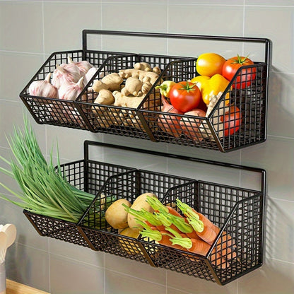 Space-Saving Wall-Mounted Wire Storage Basket for Kitchen - Luxivelle