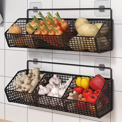 Space-Saving Wall-Mounted Wire Storage Basket for Kitchen