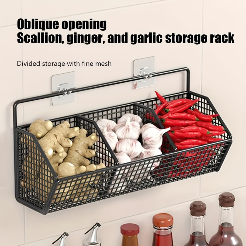 Space-Saving Wall-Mounted Wire Storage Basket for Kitchen