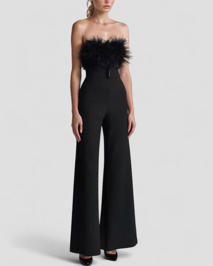 Strapless Feather Detail Evening Jumpsuit 3