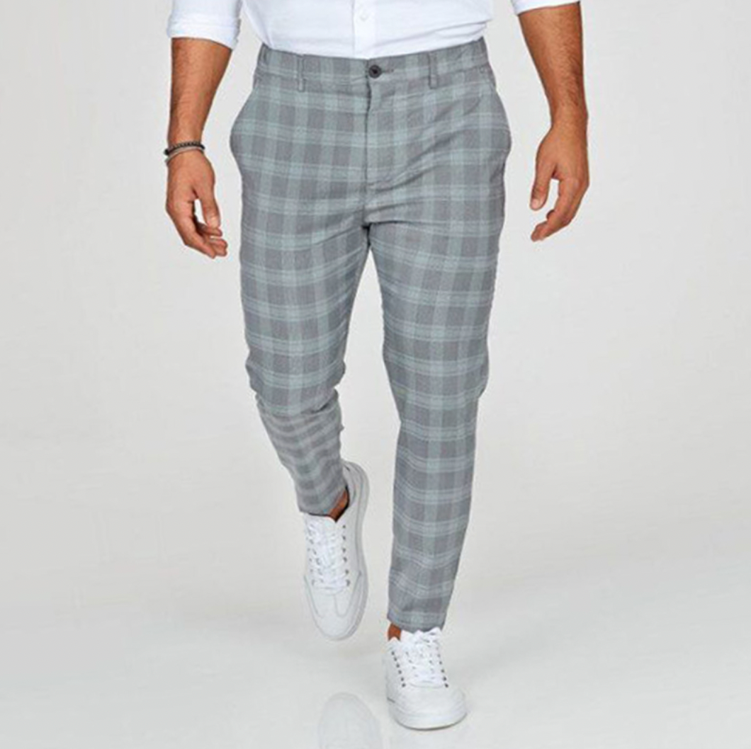 Stretchy Checkered Chino Pants For Men 4