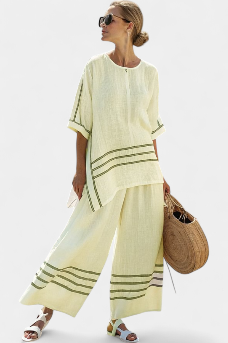 Striped Asymmetrical Women's Set | Loungewear Two Piece Set 4