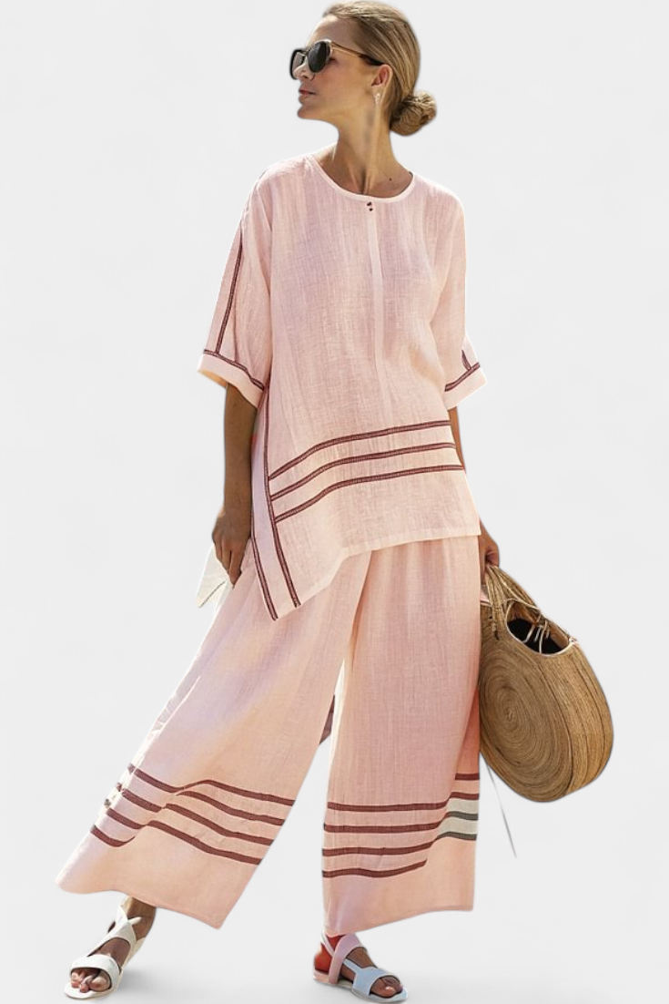 Striped Asymmetrical Women's Set | Loungewear Two Piece Set 5
