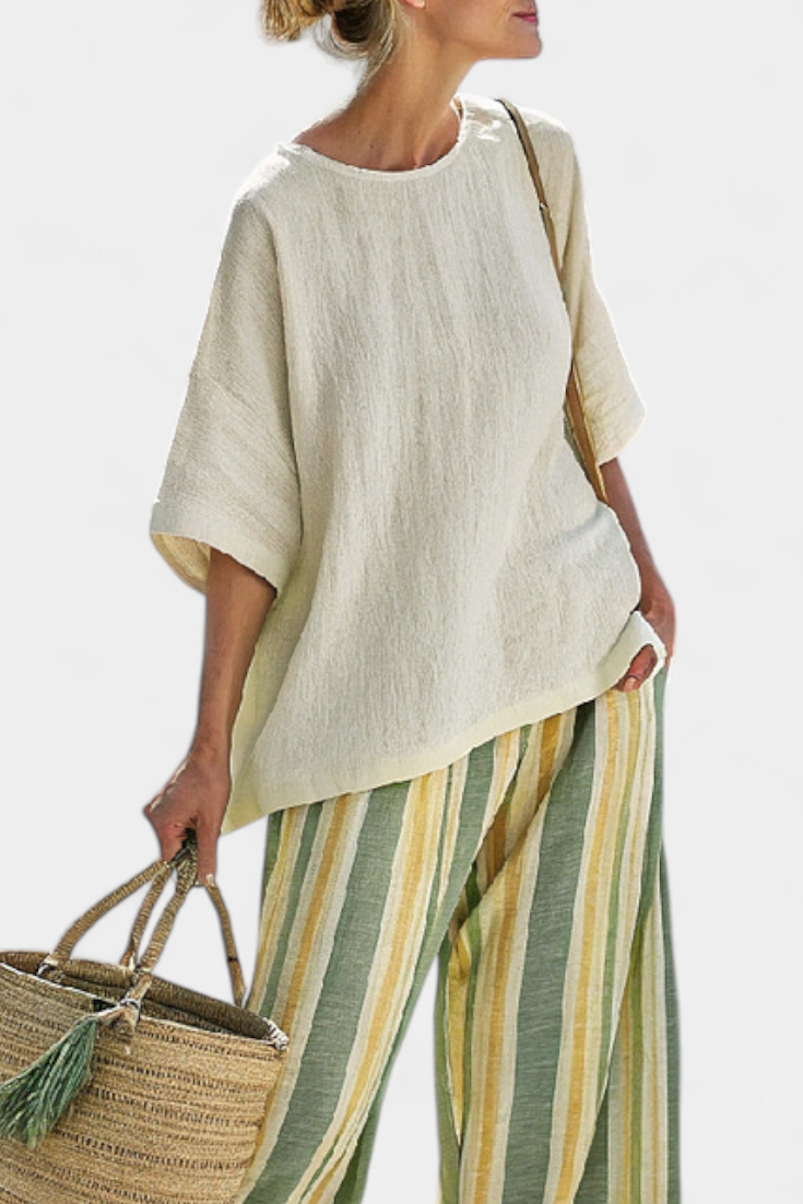 Striped Linen Pants Women | Relaxed Oversized Fit 2