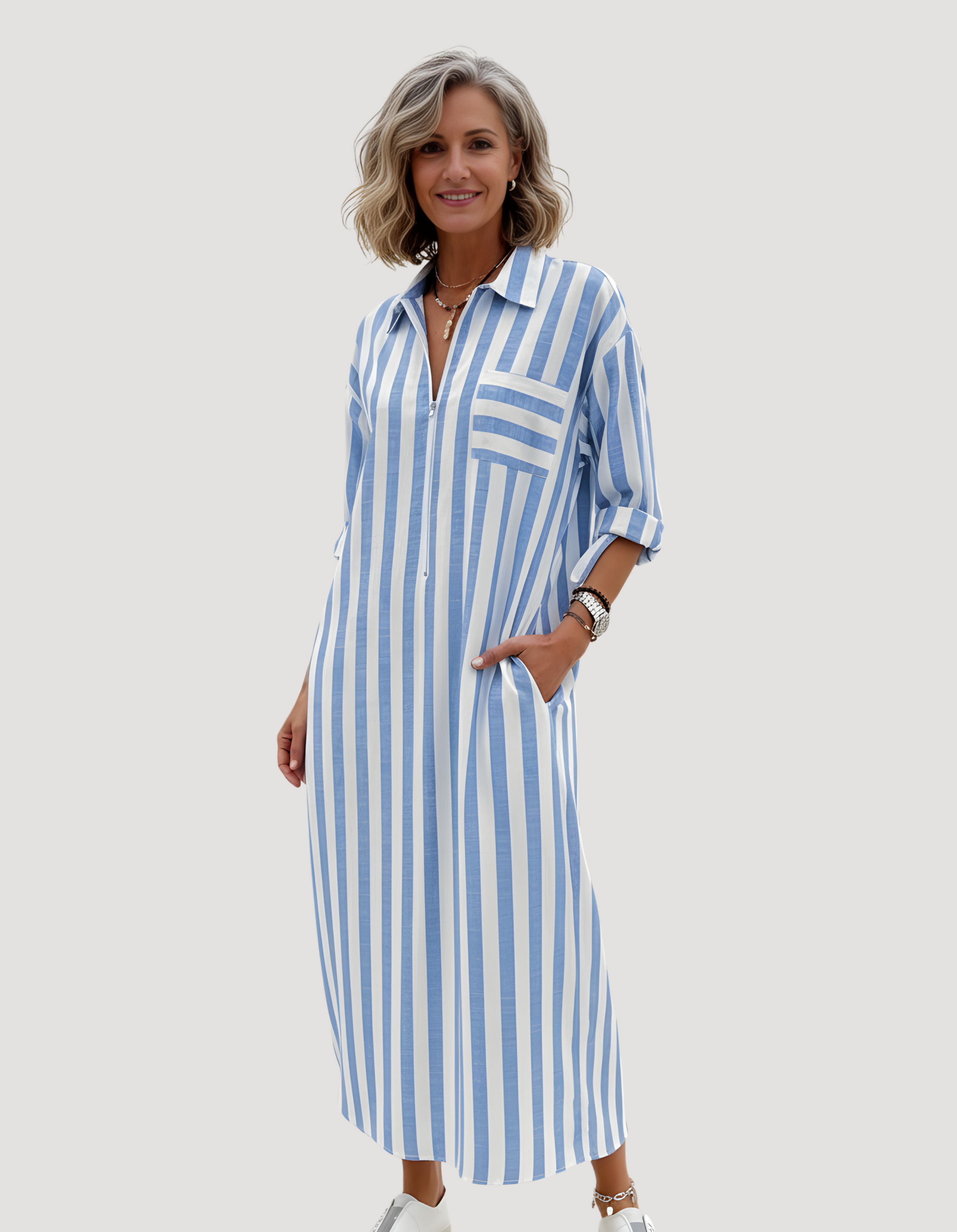 Casual Striped Sundress - Luxivelle