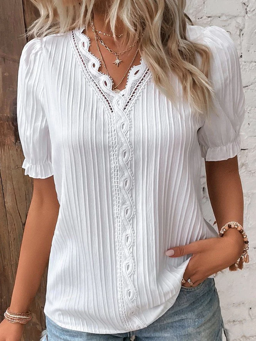Classic Fit V Neck Women's Blouse - Luxivelle