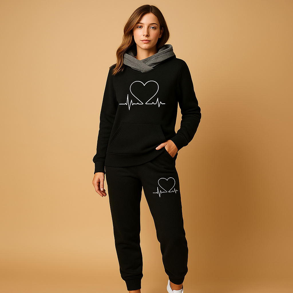 Women's Fashionable Jogger and Zip Up Suit Set - Luxivelle