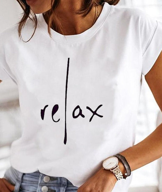 Classic Ladies White Crew Neck Tee - Luxivelle