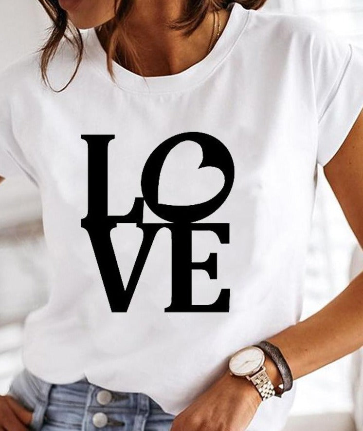 Summer T shirt with a round neckline for women | White 2