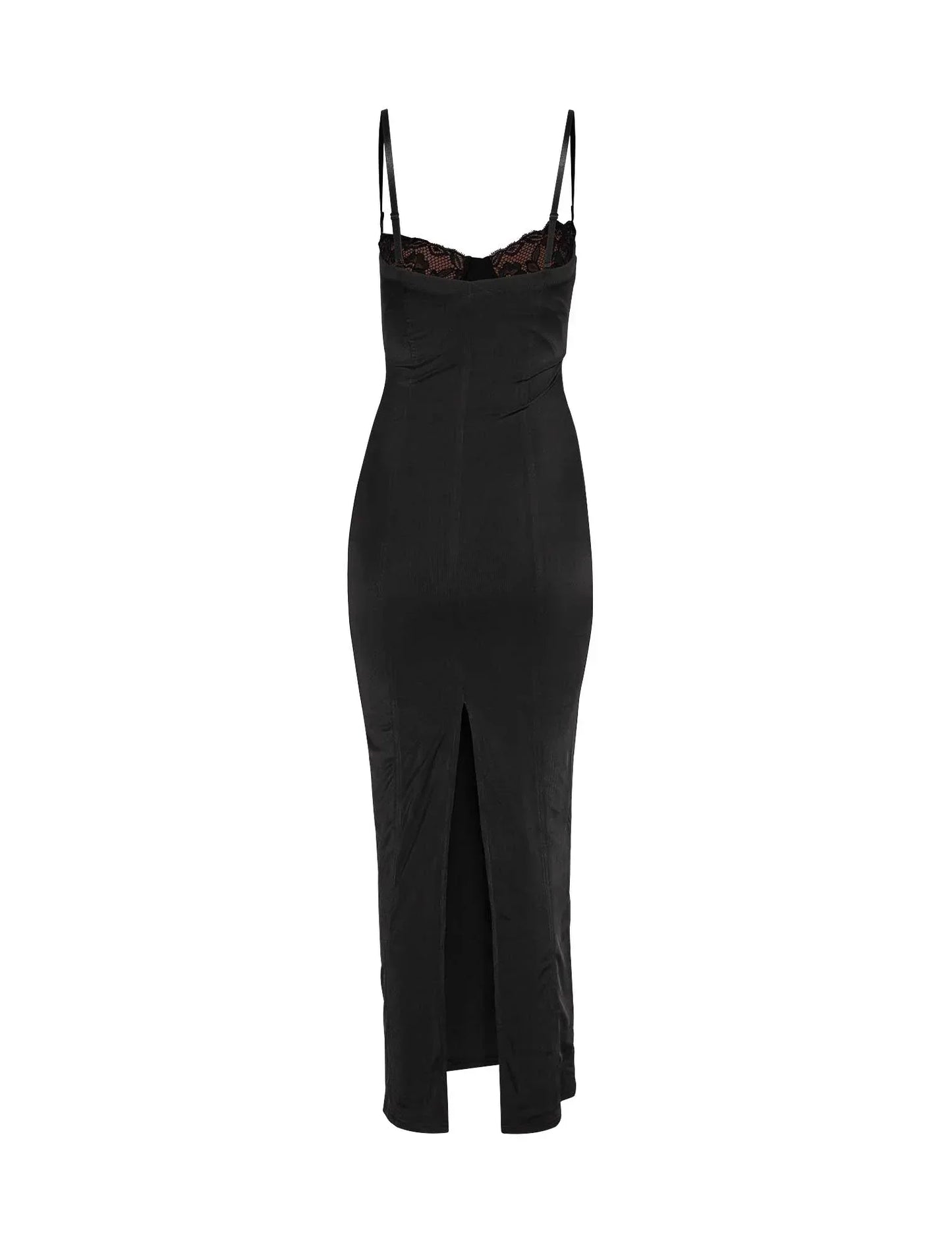 Elegant Black Floral Floor Length Evening Dress
