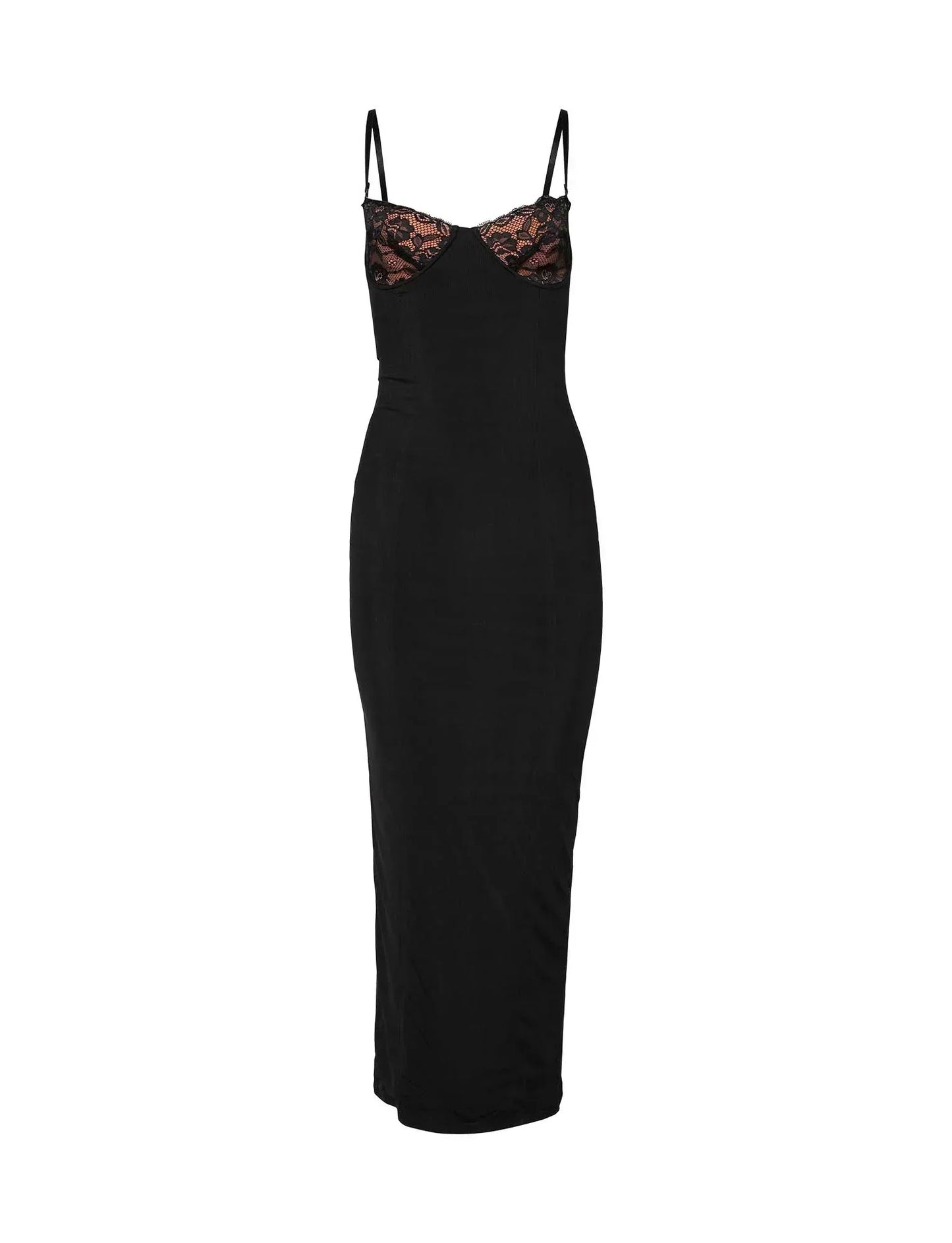 Elegant Black Floral Floor Length Evening Dress