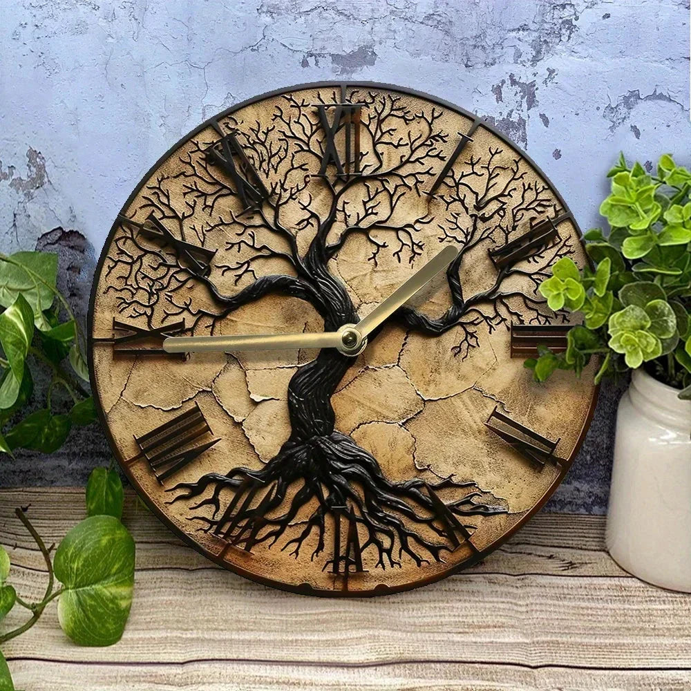 Natural Wood Tree Wall Clock - Luxivelle