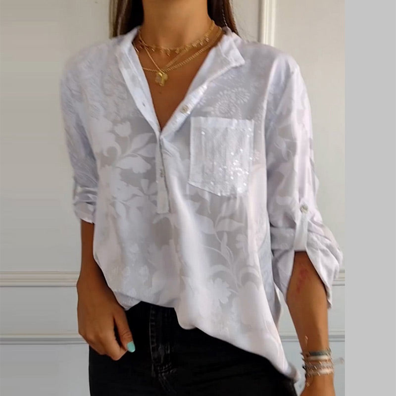 Fashionable Ruffle Front Women's Blouse - Luxivelle
