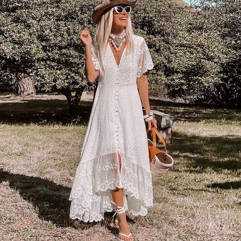 Chic Floral Lace Women's Dress - Luxivelle