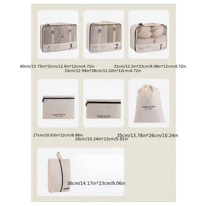 Compact 7-Piece Travel Bag Organizer Set