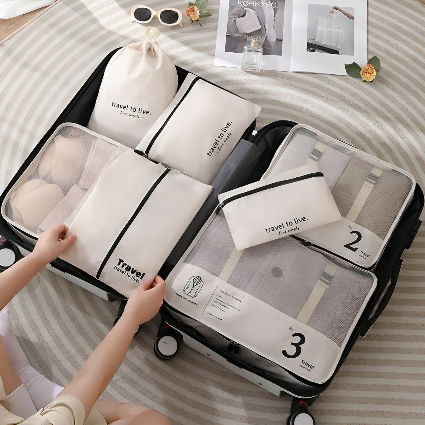 Compact 7-Piece Travel Bag Organizer Set - Luxivelle