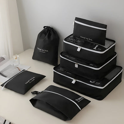 Compact 7-Piece Travel Bag Organizer Set