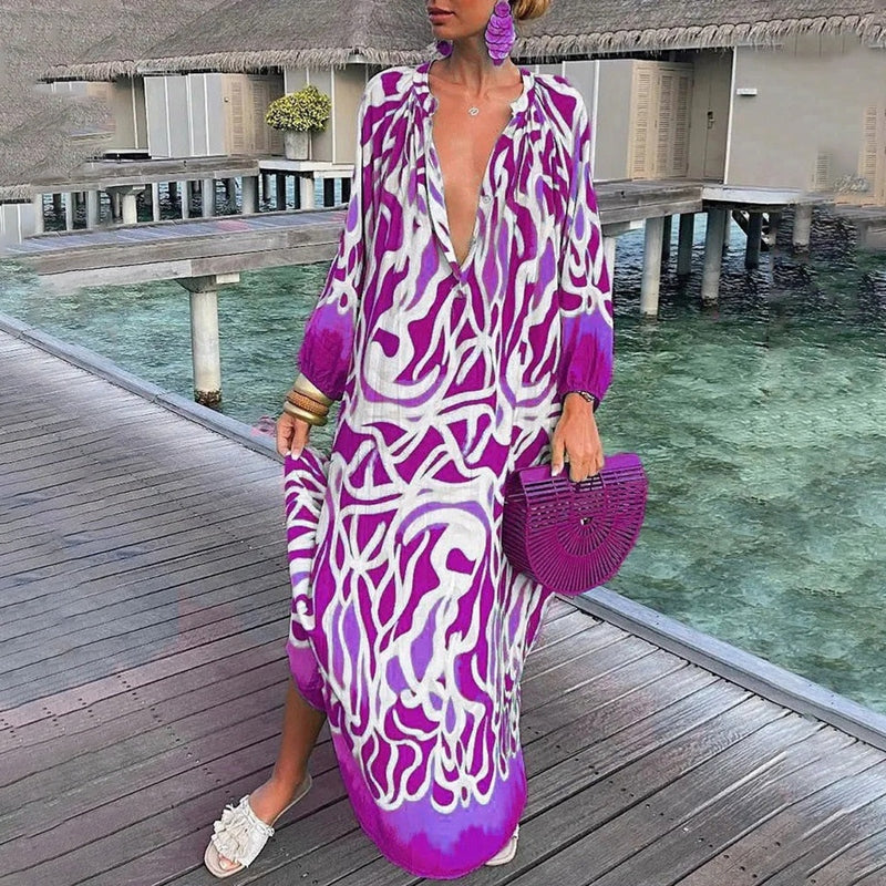 Colorful Boho Long Kaftan Dress