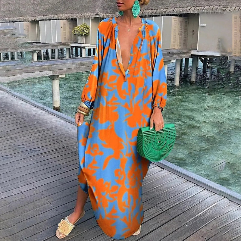 Colorful Boho Long Kaftan Dress