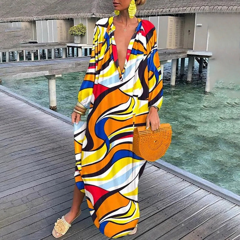 Colorful Boho Long Kaftan Dress