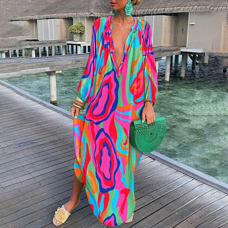 Colorful Boho Long Kaftan Dress