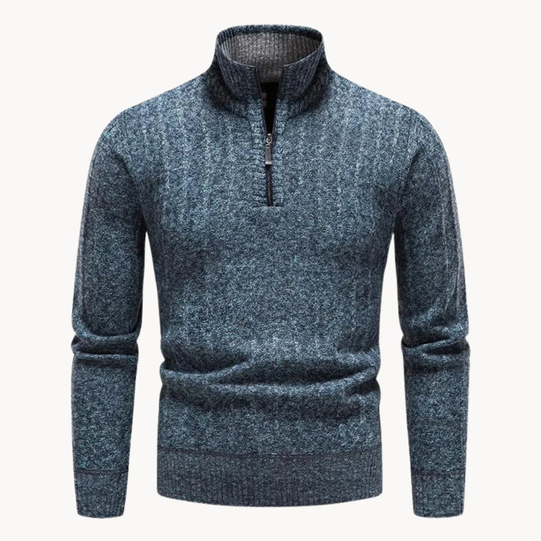 Men's Fitted Crew Neck Quarter Zip Sweater