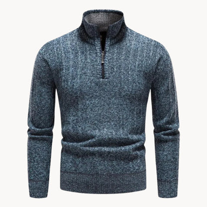 Men's Fitted Crew Neck Quarter Zip Sweater