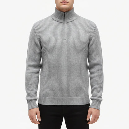 Men's Fitted Crew Neck Quarter Zip Sweater - Luxivelle