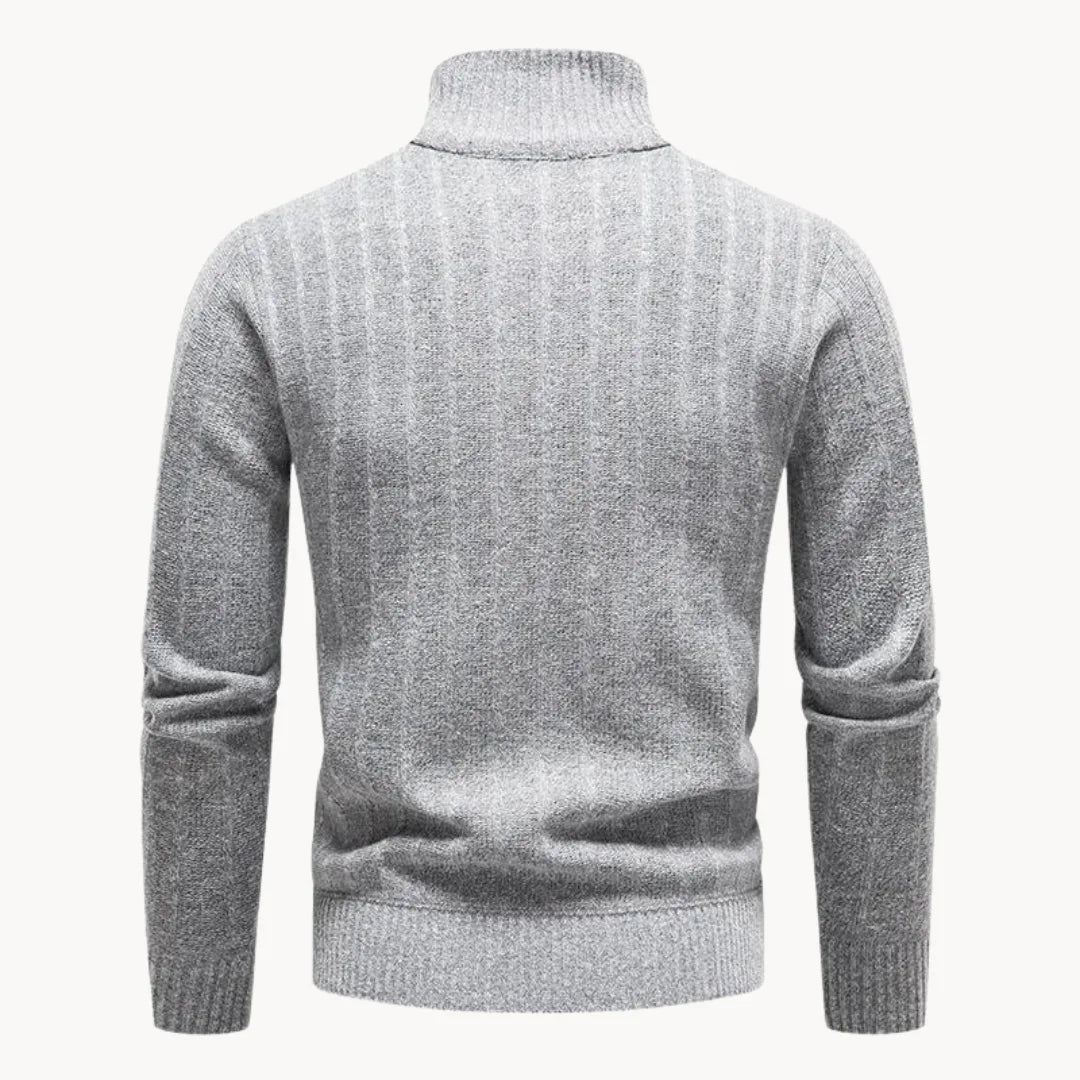 Men's Fitted Crew Neck Quarter Zip Sweater