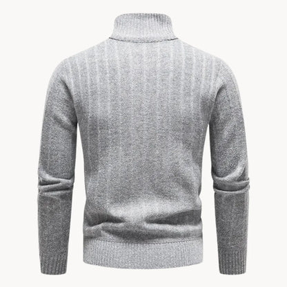 Men's Fitted Crew Neck Quarter Zip Sweater