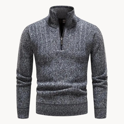 Men's Fitted Crew Neck Quarter Zip Sweater
