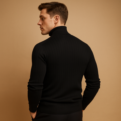 Men’s turtleneck sweater with soft knitted fabric, roll neck for extra warmth, and timeless design for casual or elegant winter outfits.