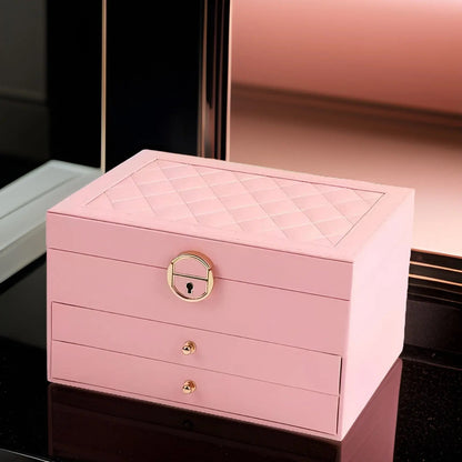 Stylish Jewellery Box with Multiple Layers in Faux Leather