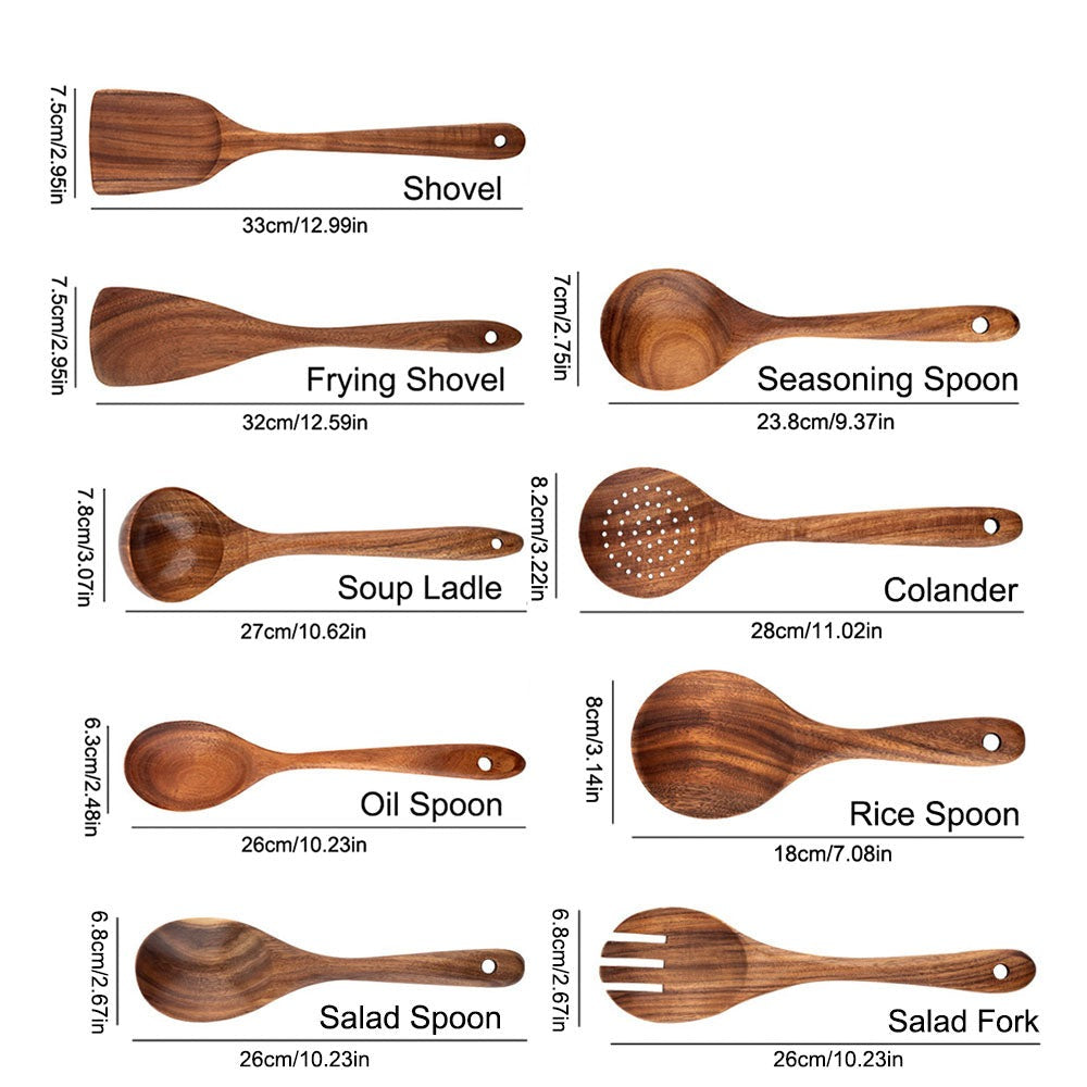 Premium Wooden Kitchen Utensil Set - Durable & Easy Clean