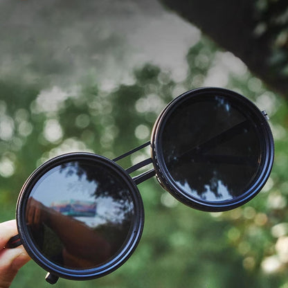 Men's Women's Round Polarized Shades - Adjustable Tint - Metal Frame