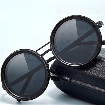 Men's Women's Round Polarized Shades - Adjustable Tint - Metal Frame