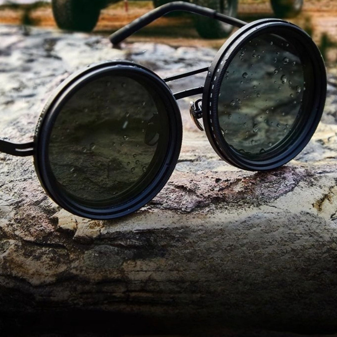 Men's Women's Round Polarized Shades - Adjustable Tint - Metal Frame