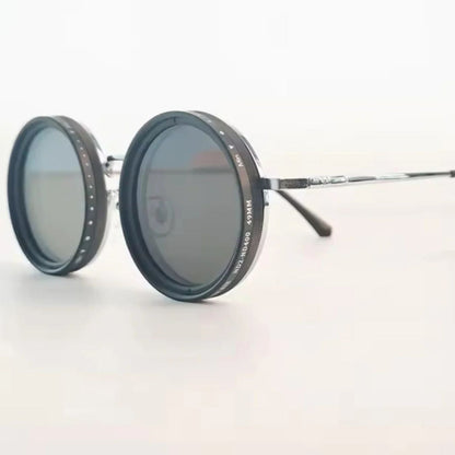 Men's Women's Round Polarized Shades - Adjustable Tint - Metal Frame