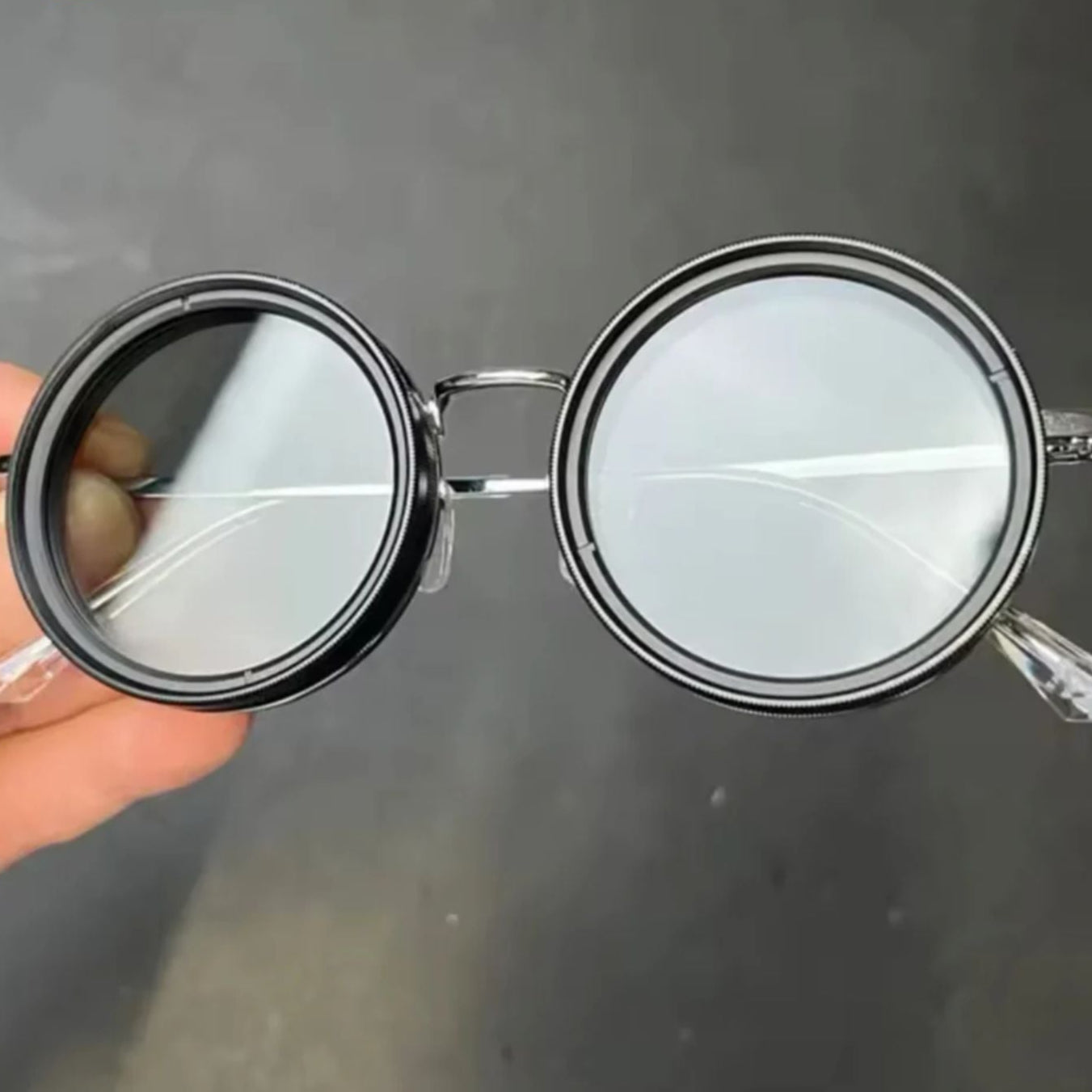 Men's Women's Round Polarized Shades - Adjustable Tint - Metal Frame