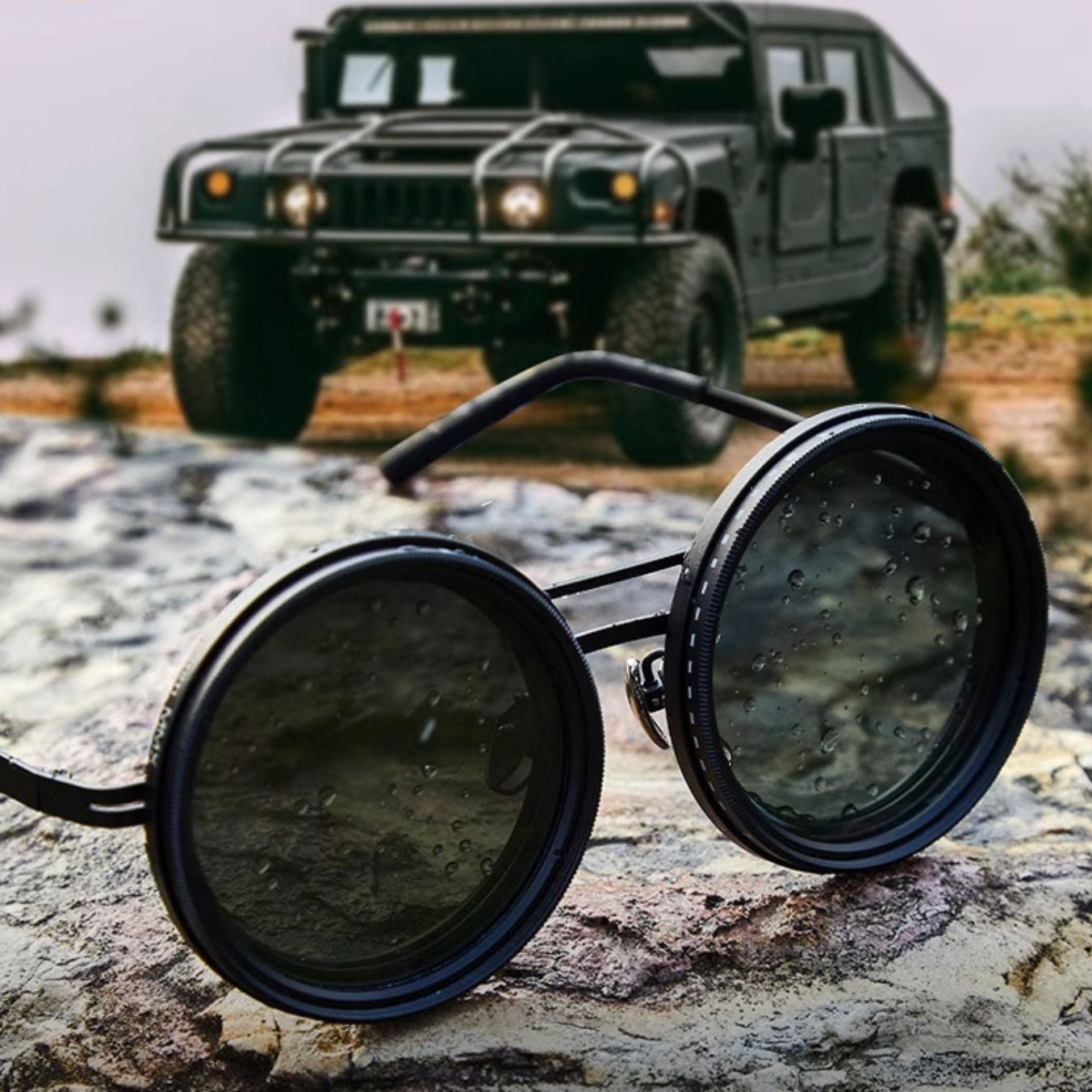 Men's Women's Round Polarized Shades - Adjustable Tint - Metal Frame