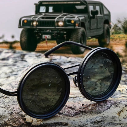 Men's Women's Round Polarized Shades - Adjustable Tint - Metal Frame
