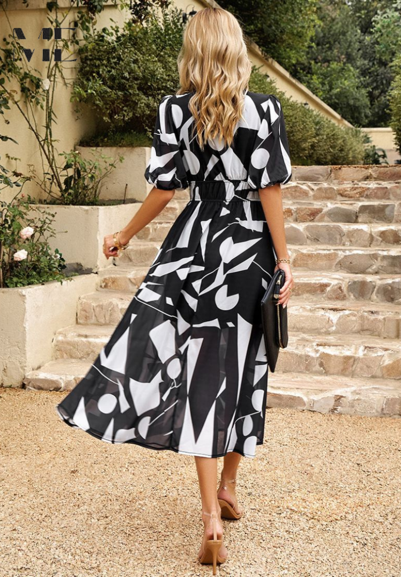 Beautiful Flower Print Party Dress