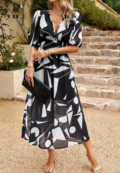 Beautiful Flower Print Party Dress
