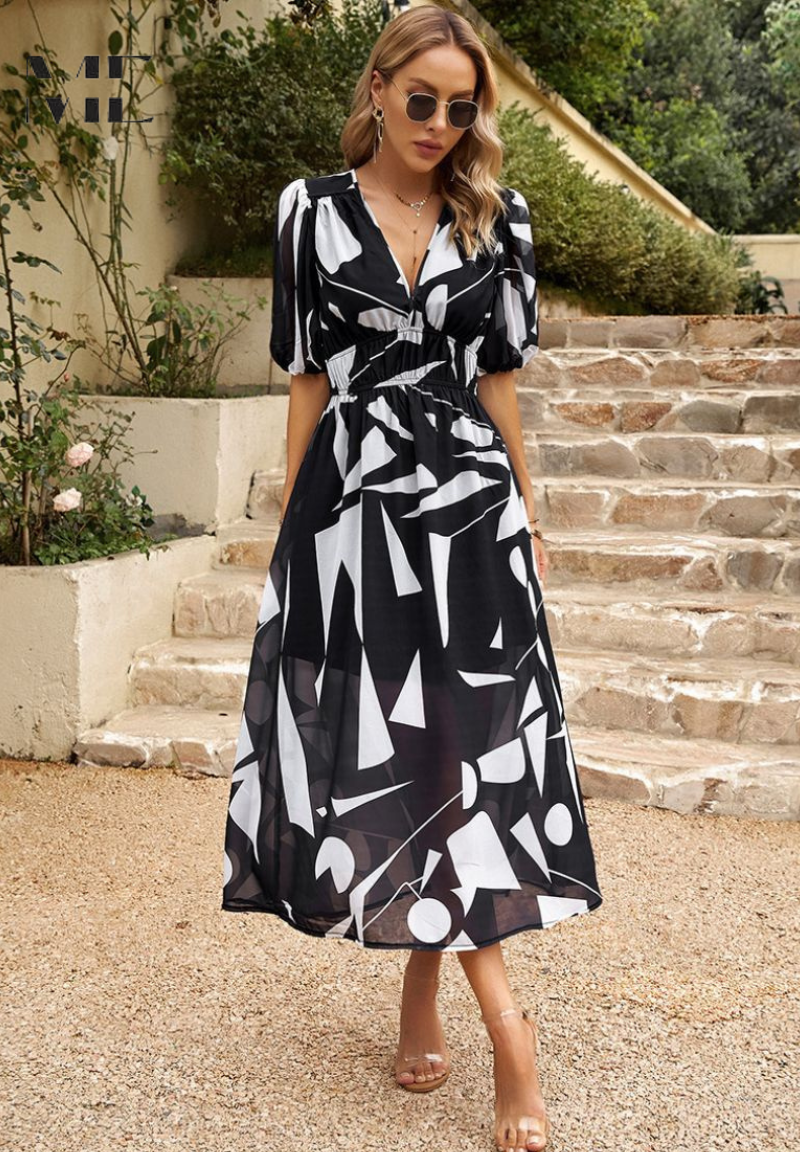 Beautiful Flower Print Party Dress