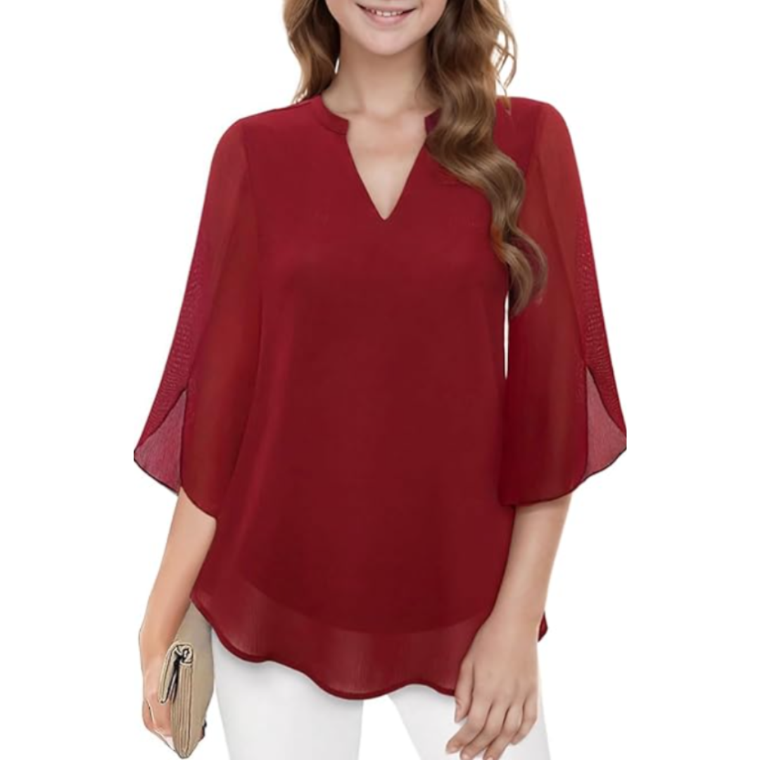 Lightweight V Neck Floral Blouse Women's Summer Top