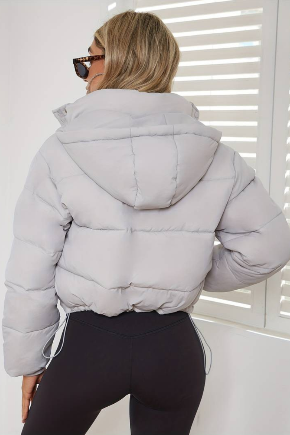 Warm Puffer Cropped Hooded Winter Jacket