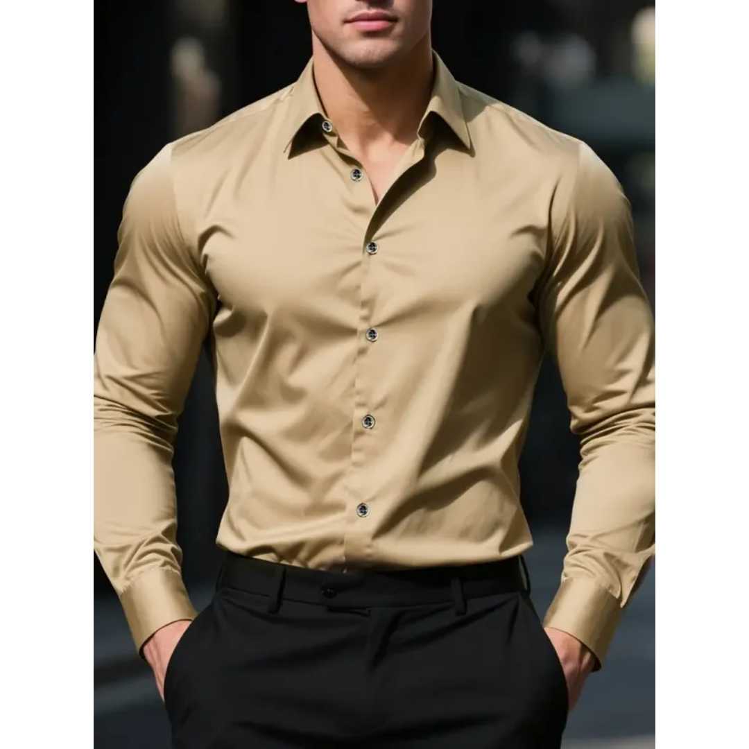 Relaxed Fit Men's Classic Long-Sleeve Shirt