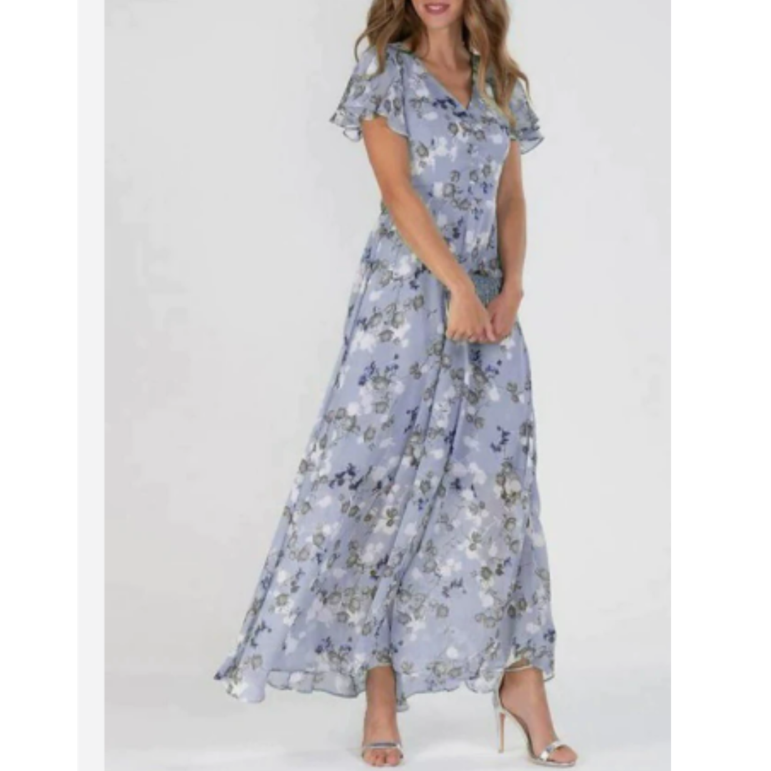 Beautiful Long Flowy Ruffle Sleeve Maxi Dress for Women