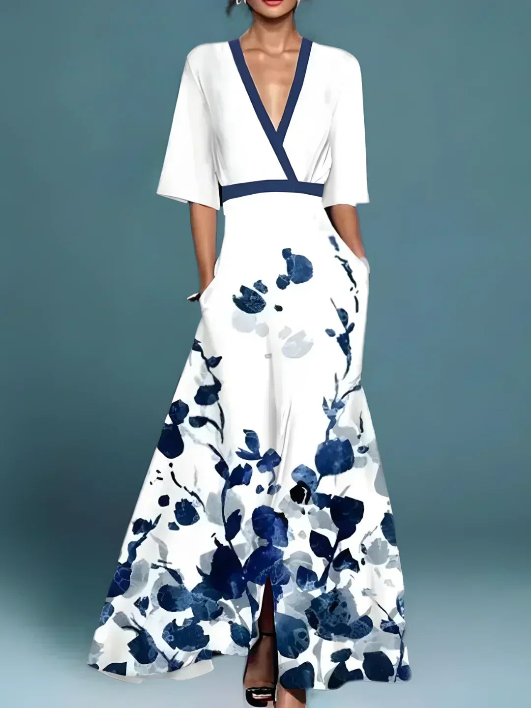 Beautiful Flower Print Wrap Dress