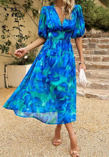 Beautiful Flower Print Party Dress